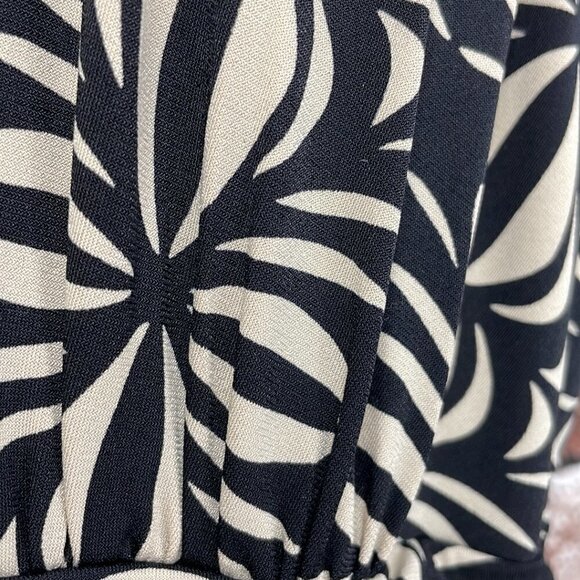 Evan Picone Dress Sleeveless Midi V-Neck Geometric Print Black Tan Size 16 - Picture 9 of 16